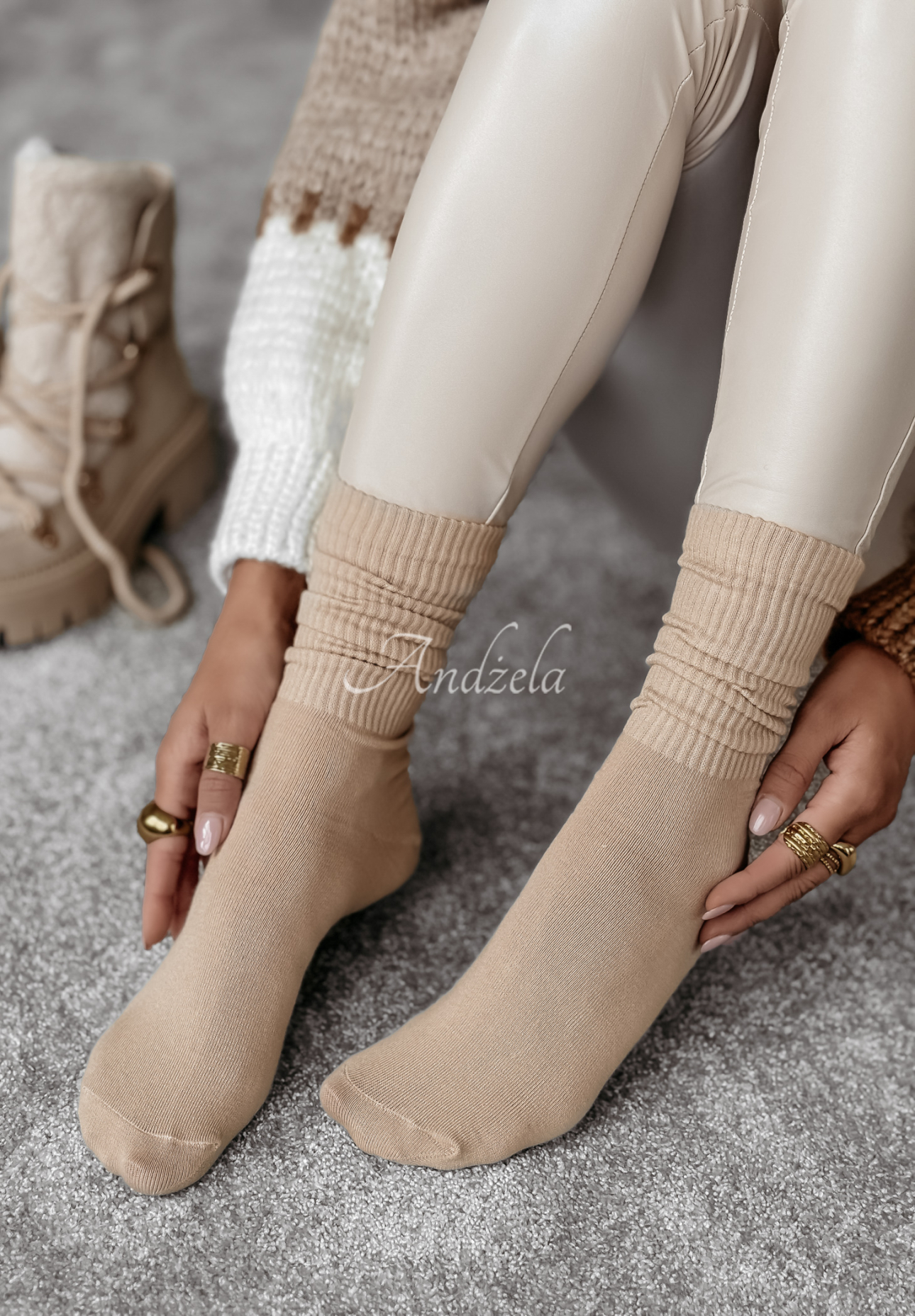 Ribbed socks Homey Hues beige