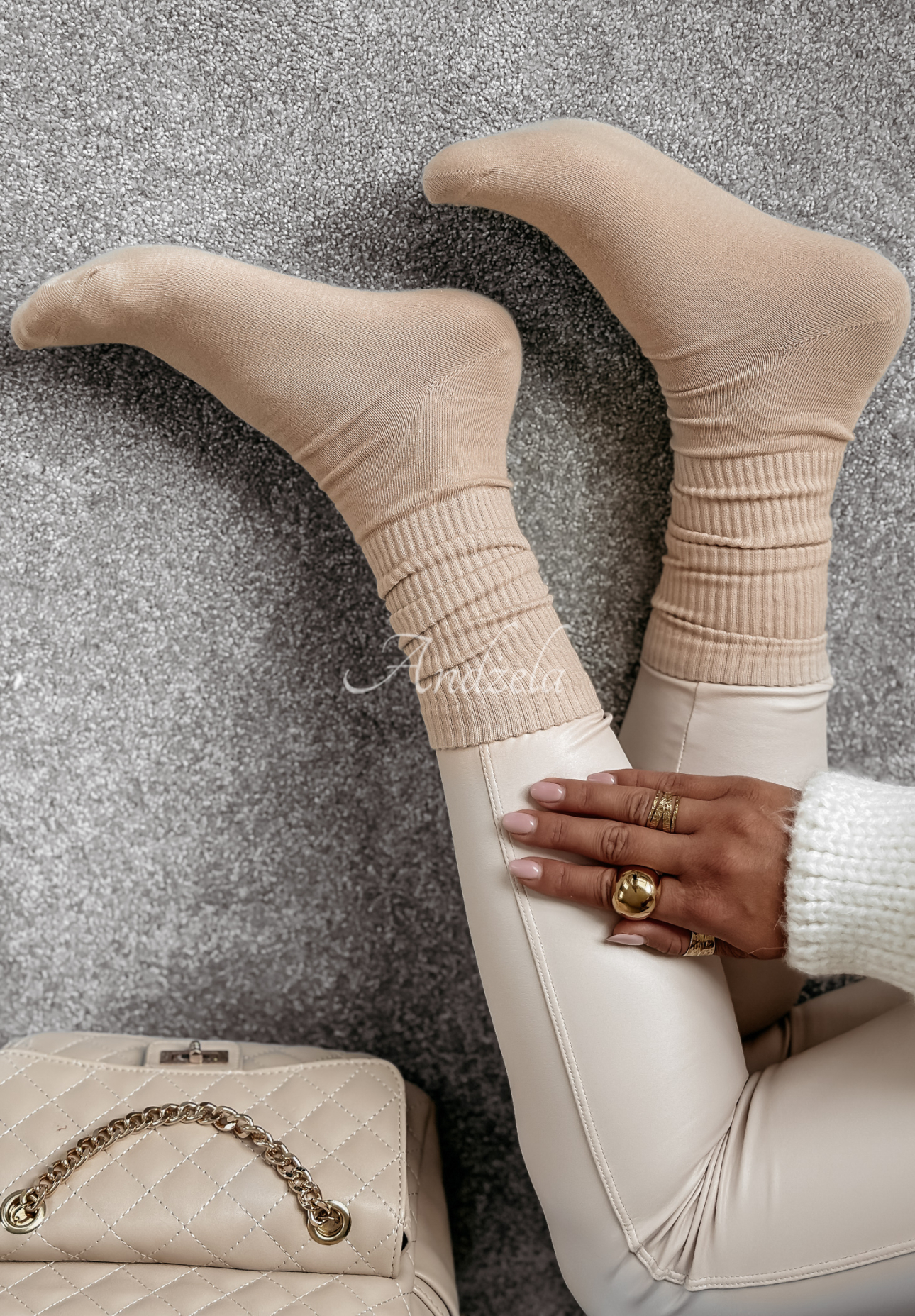Ribbed socks Homey Hues beige