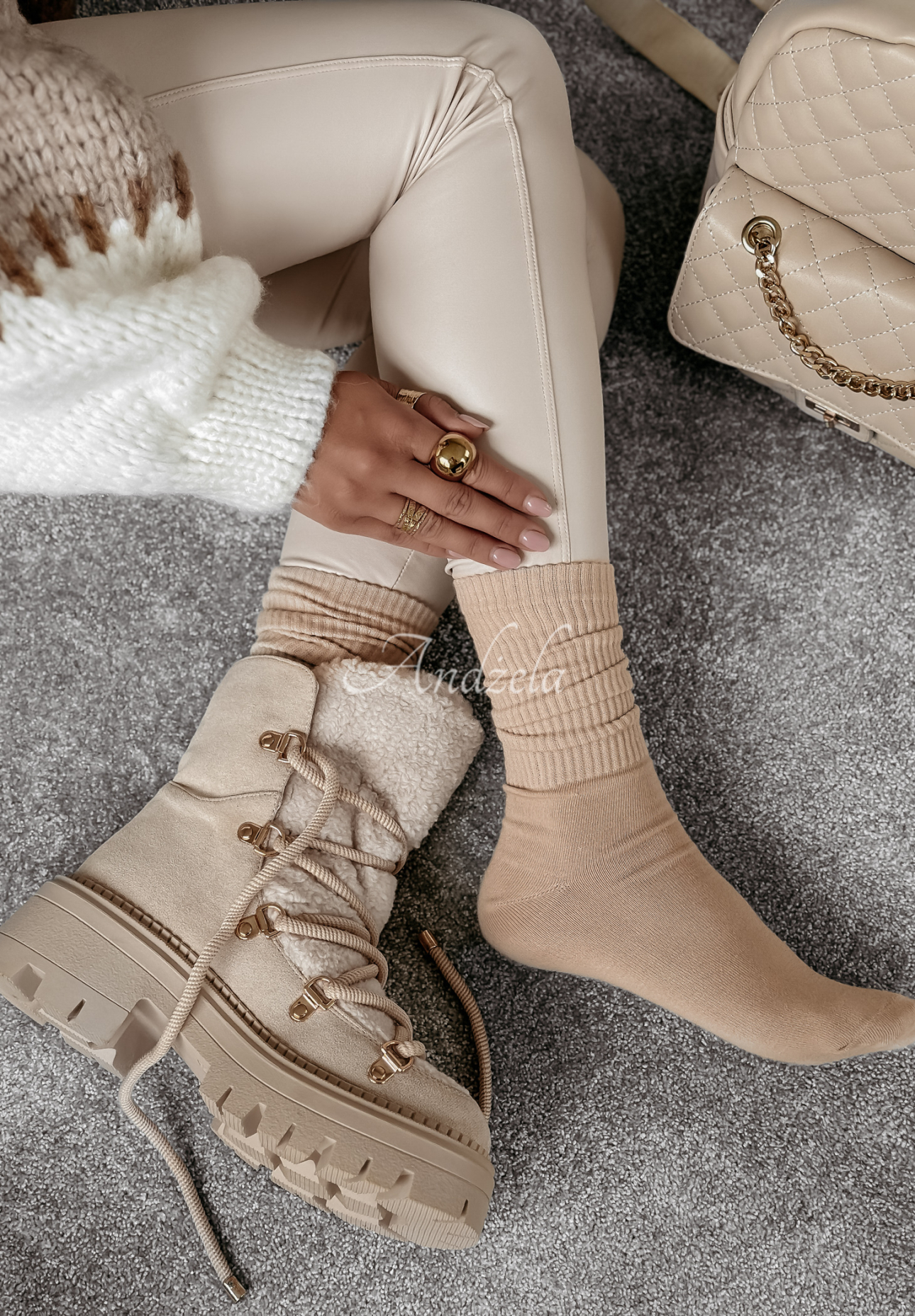 Ribbed socks Homey Hues beige