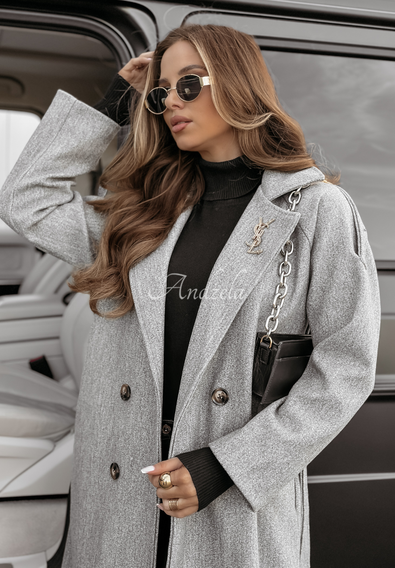 Long coat with belt Have A Voice grey