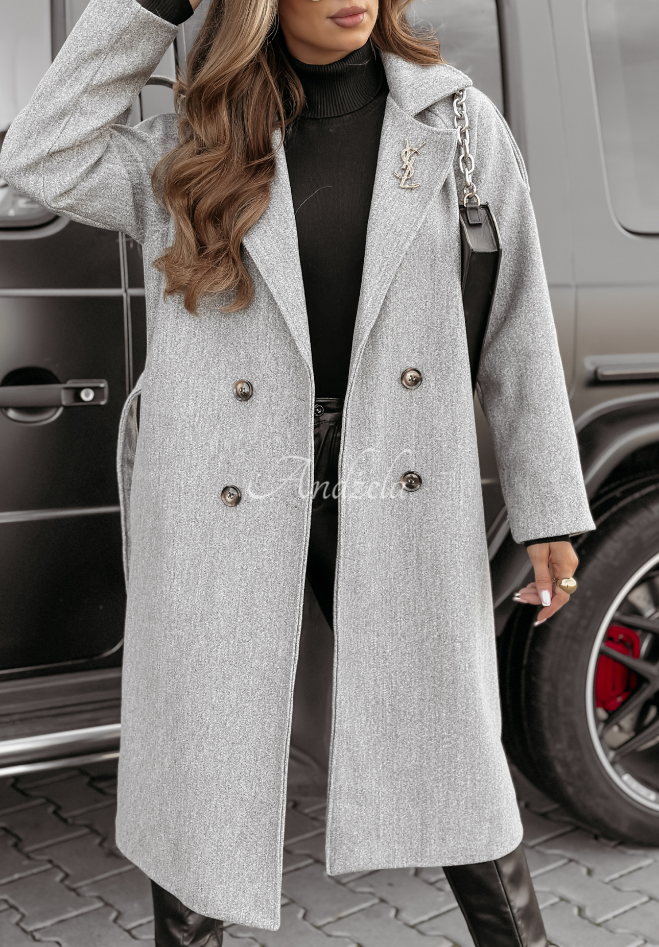Long coat with belt Have A Voice grey