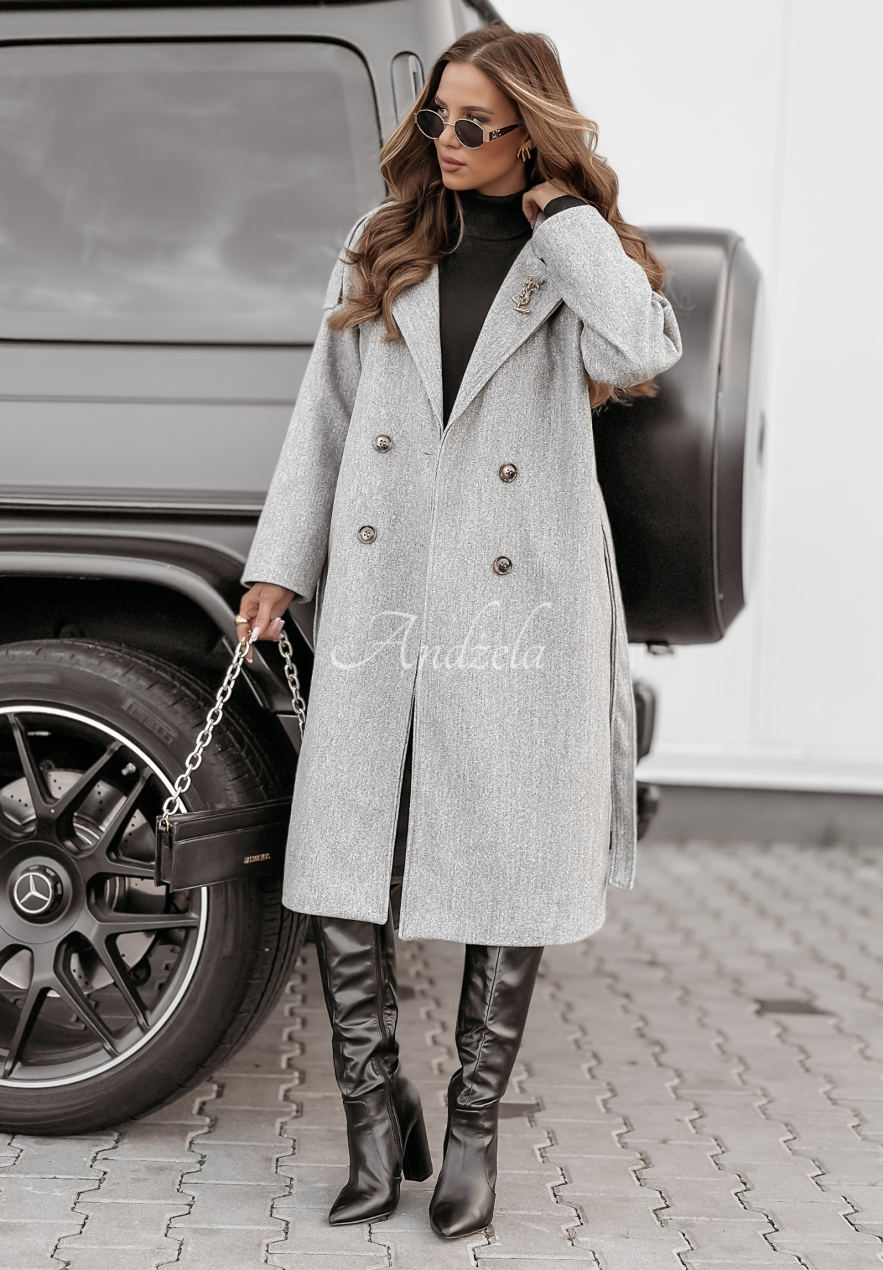 Long coat with belt Have A Voice grey