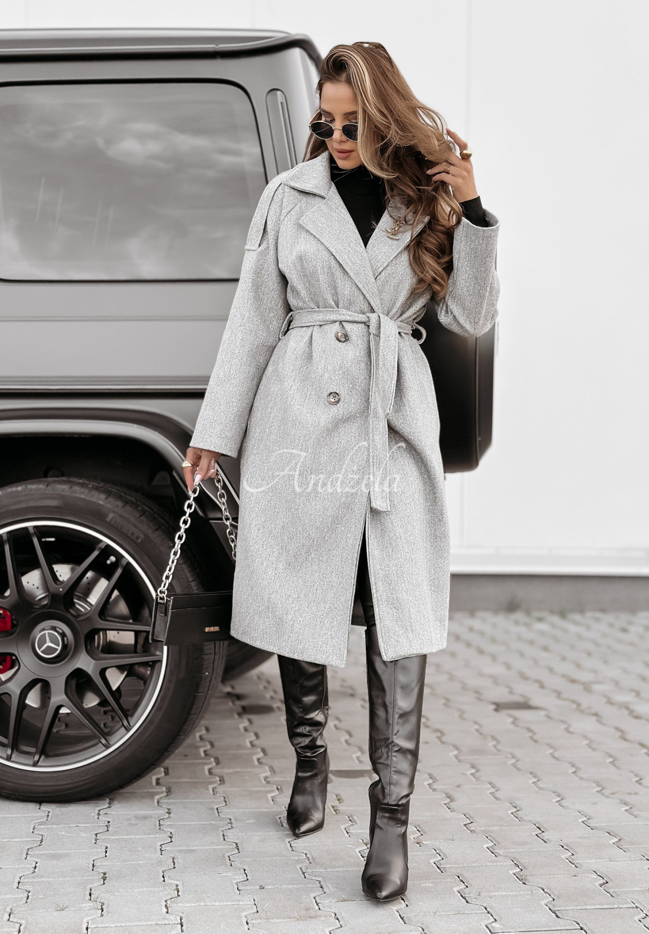 Long coat with belt Have A Voice grey