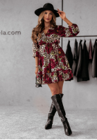 Decide To Rise beige and burgundy floral panther dress