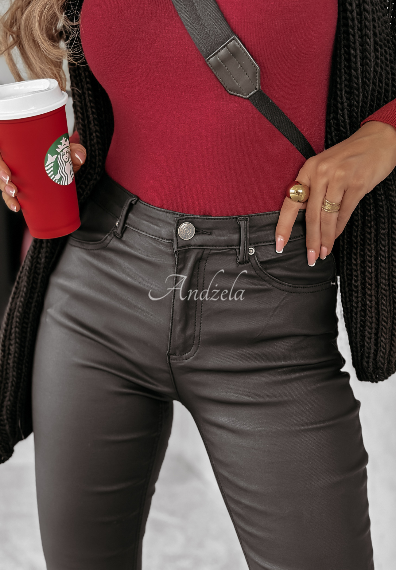 Waxed skinny pants What You Can black