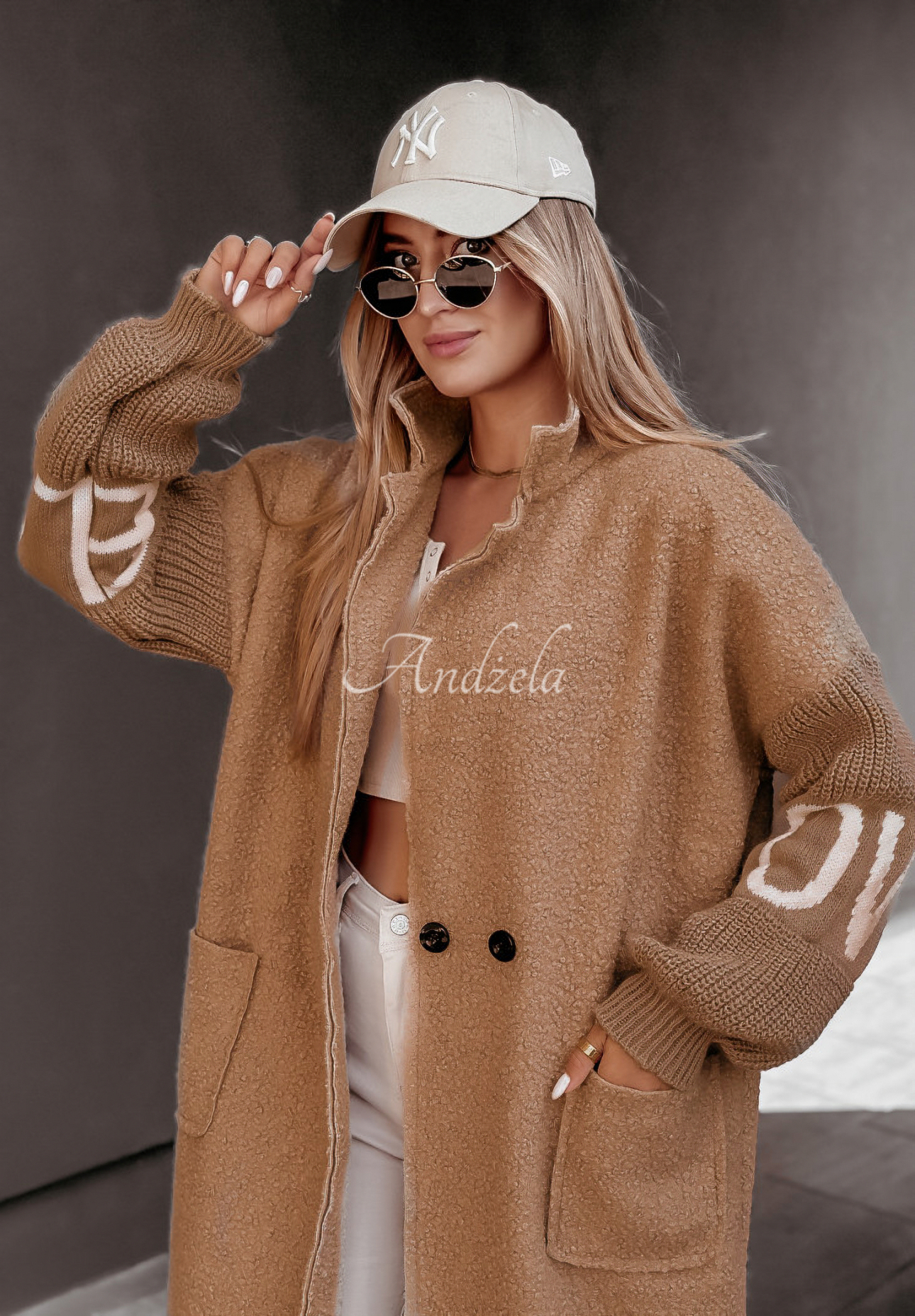 Love long sheepskin coat camel