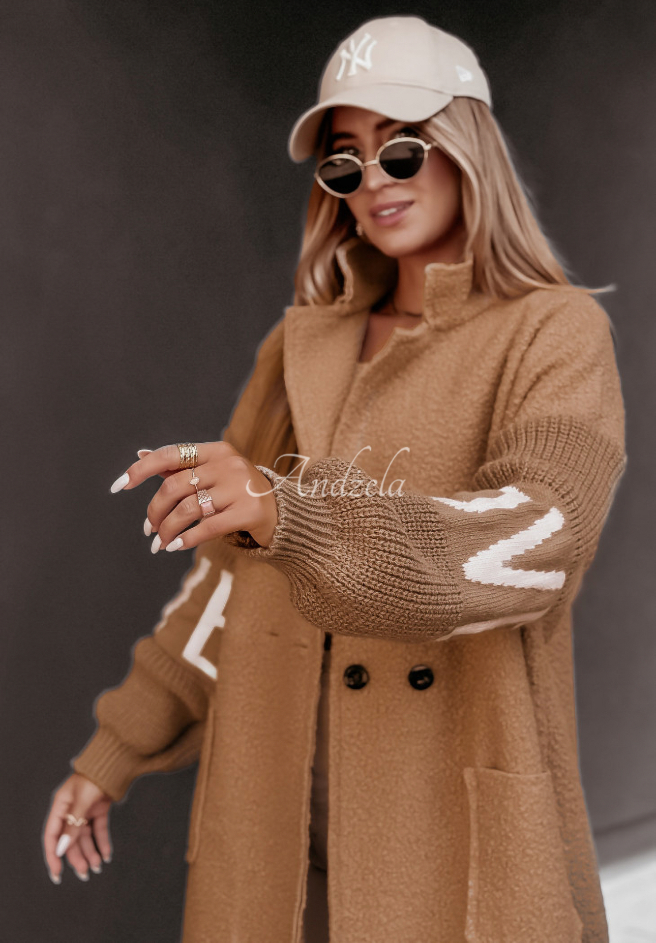 Love long sheepskin coat camel