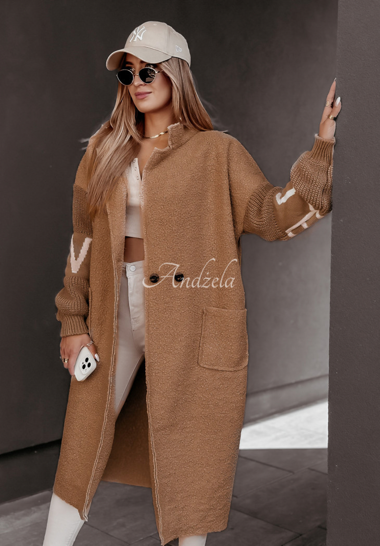 Love long sheepskin coat camel