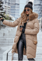 Long quilted jacket with fur Snow Offense mocha