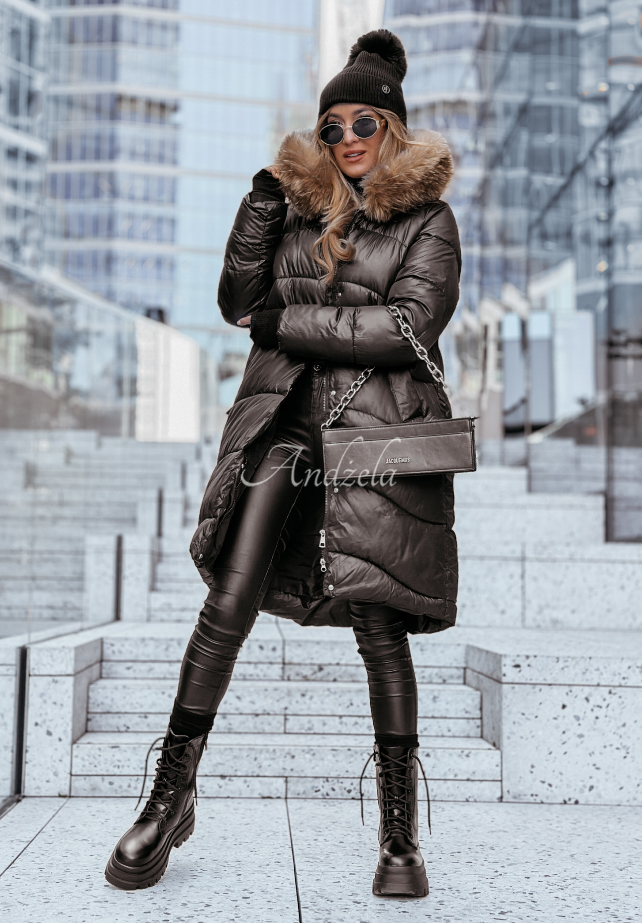 Long quilted jacket with fur Snow Offense black