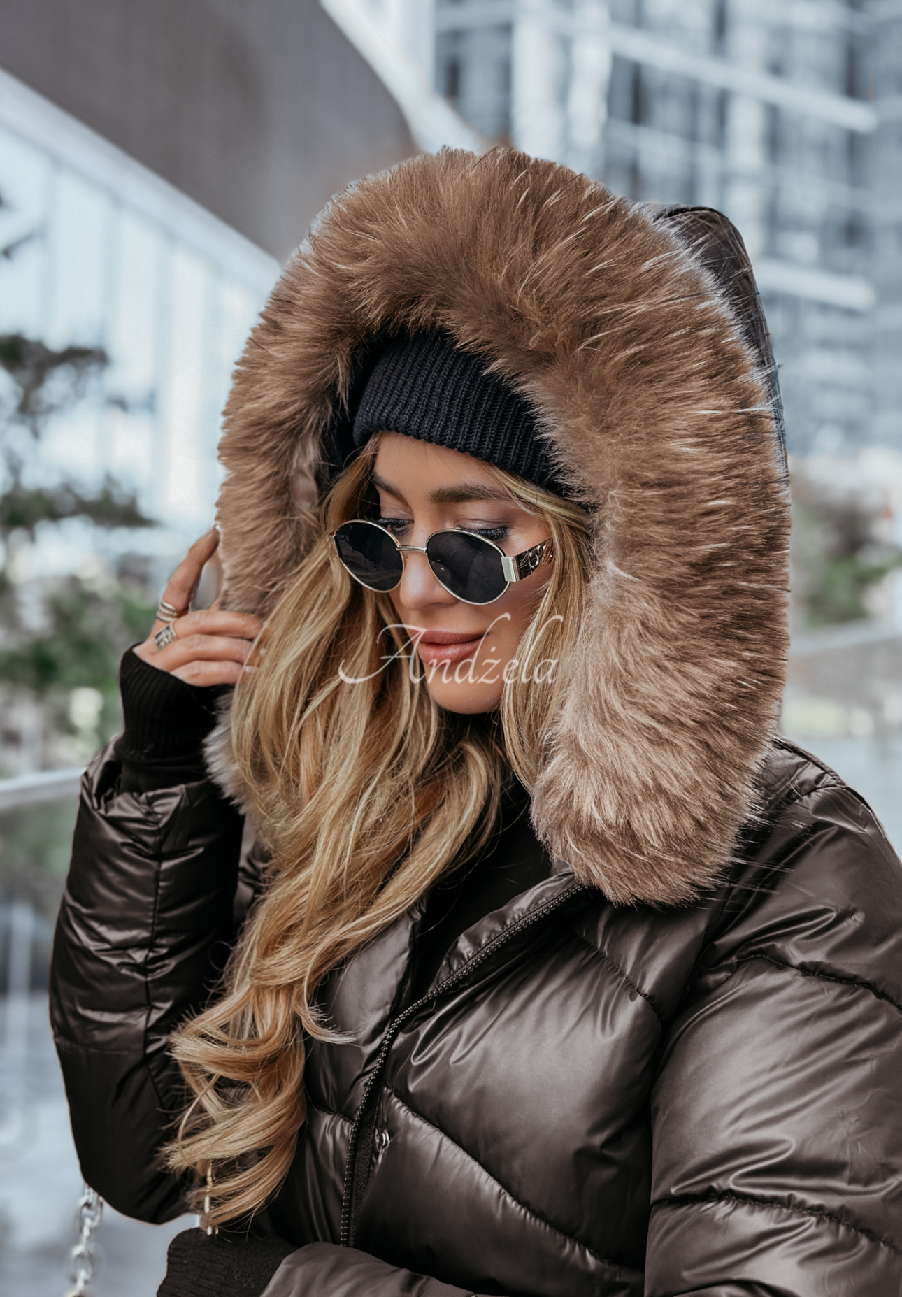 Long quilted jacket with fur Snow Offense black