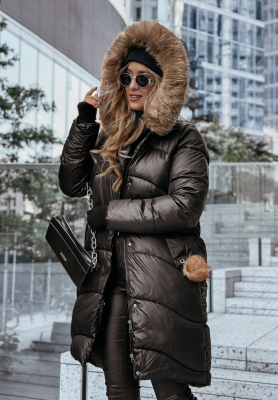 Long quilted jacket with fur Snow Offense black