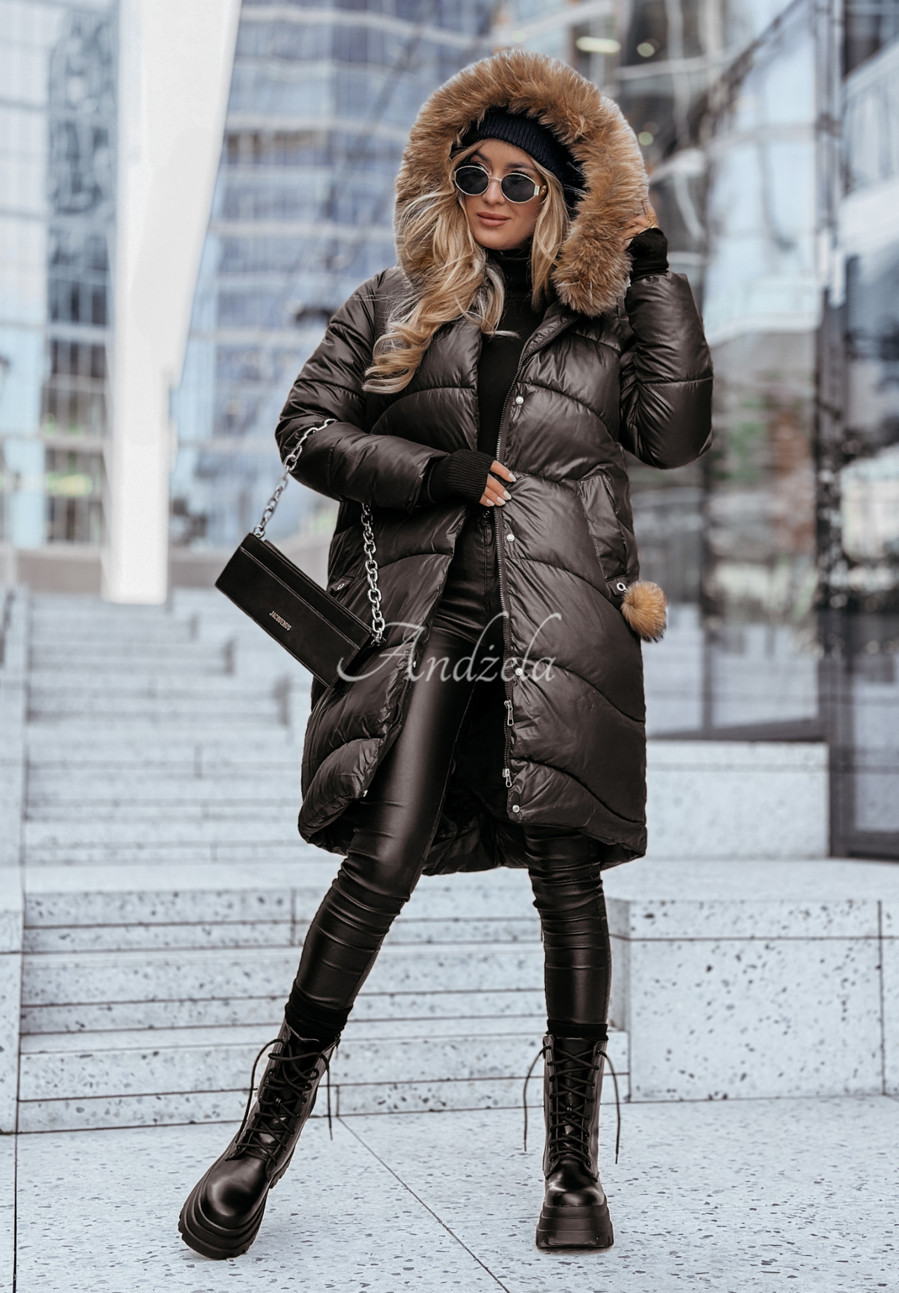 Long quilted jacket with fur Snow Offense black