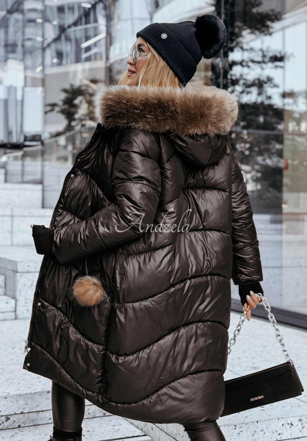 Long quilted jacket with fur Snow Offense black