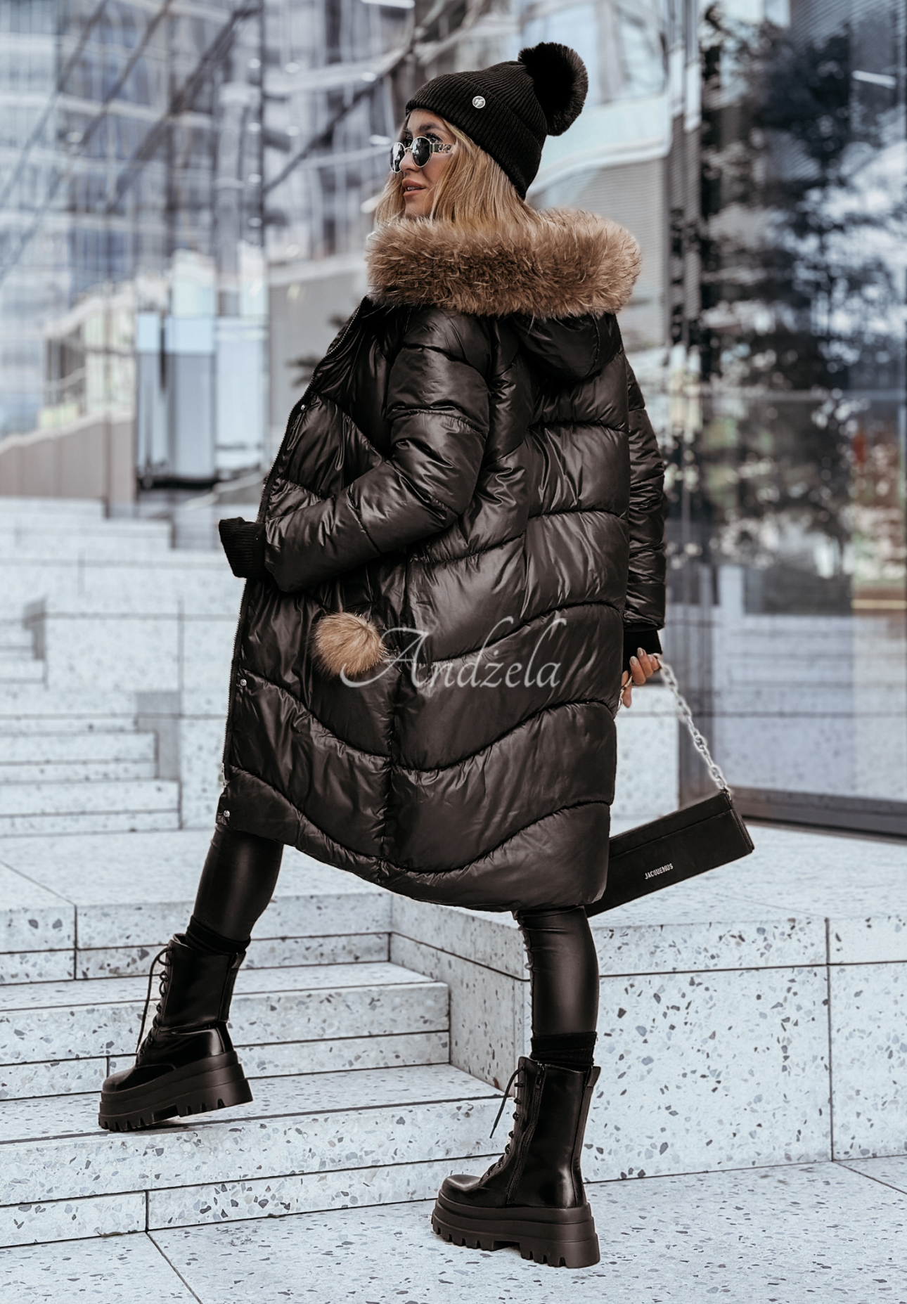 Long quilted jacket with fur Snow Offense black