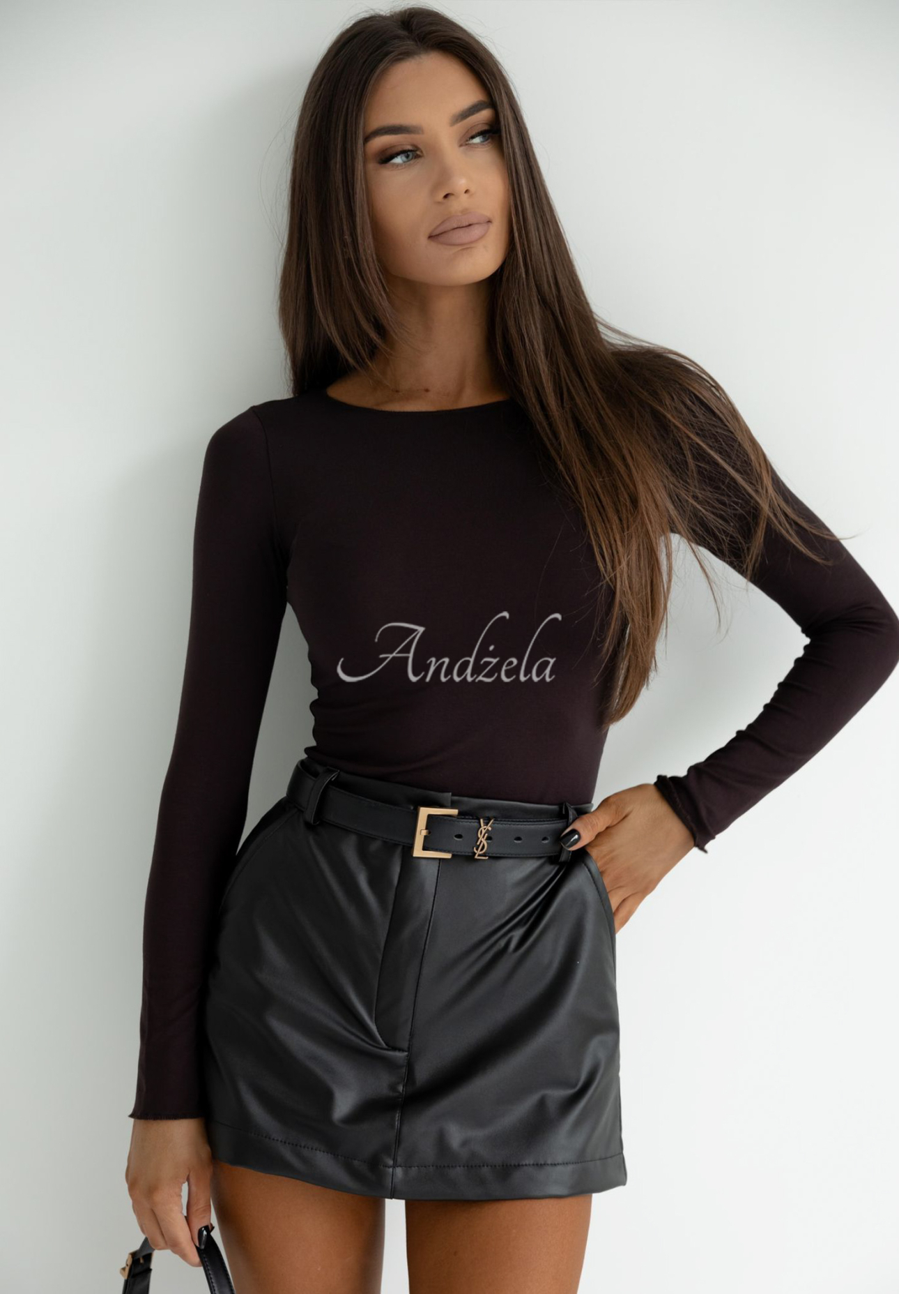 Wiskozowa bluzka longsleeve Basanti czekoladowa