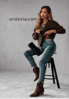 Sweter z dekoltem Caffe Latte czekoladowy