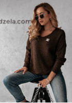 Sweter z dekoltem Caffe Latte czekoladowy