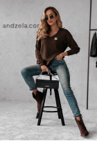 Sweter z dekoltem Caffe Latte czekoladowy