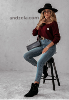 Sweter z dekoltem Caffe Latte burgundowy