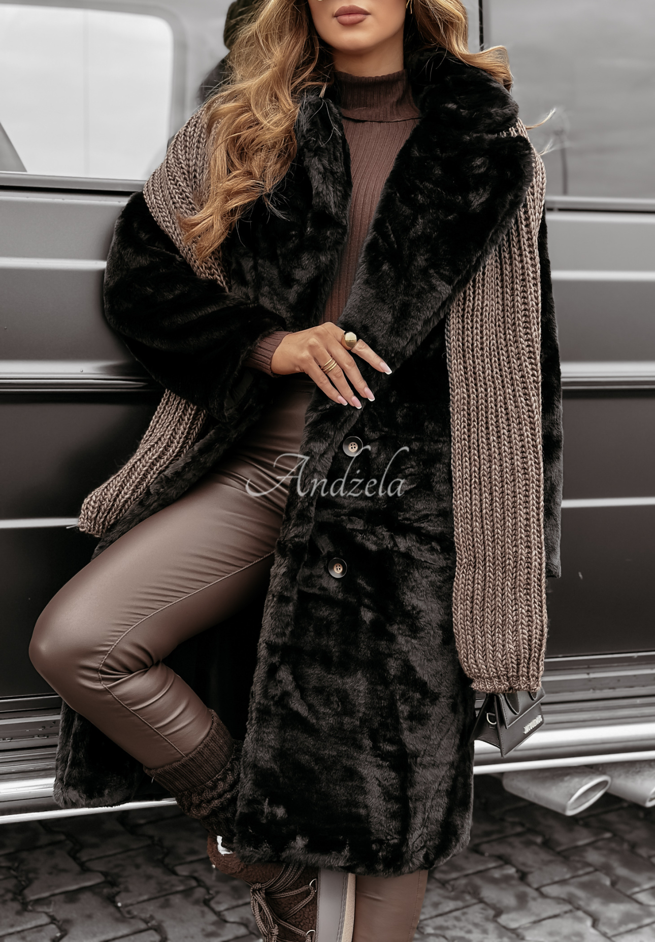 Long fur coat Joys Of Winter black