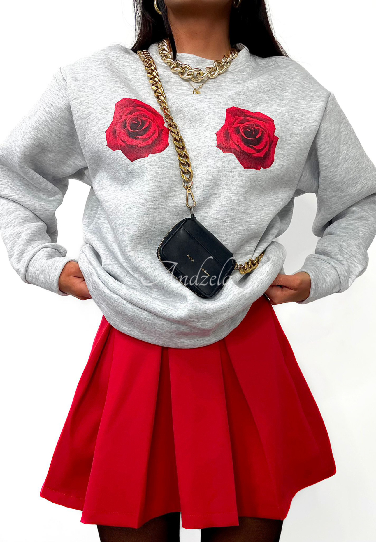 Bluza z nadrukiem La Milla Rosy Things szara