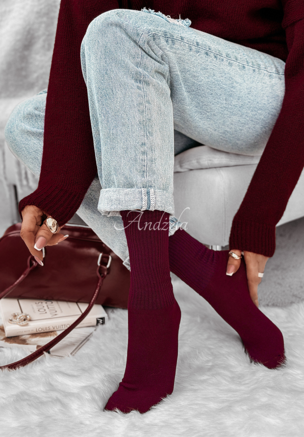 Ribbed Homey Hues burgundy socks