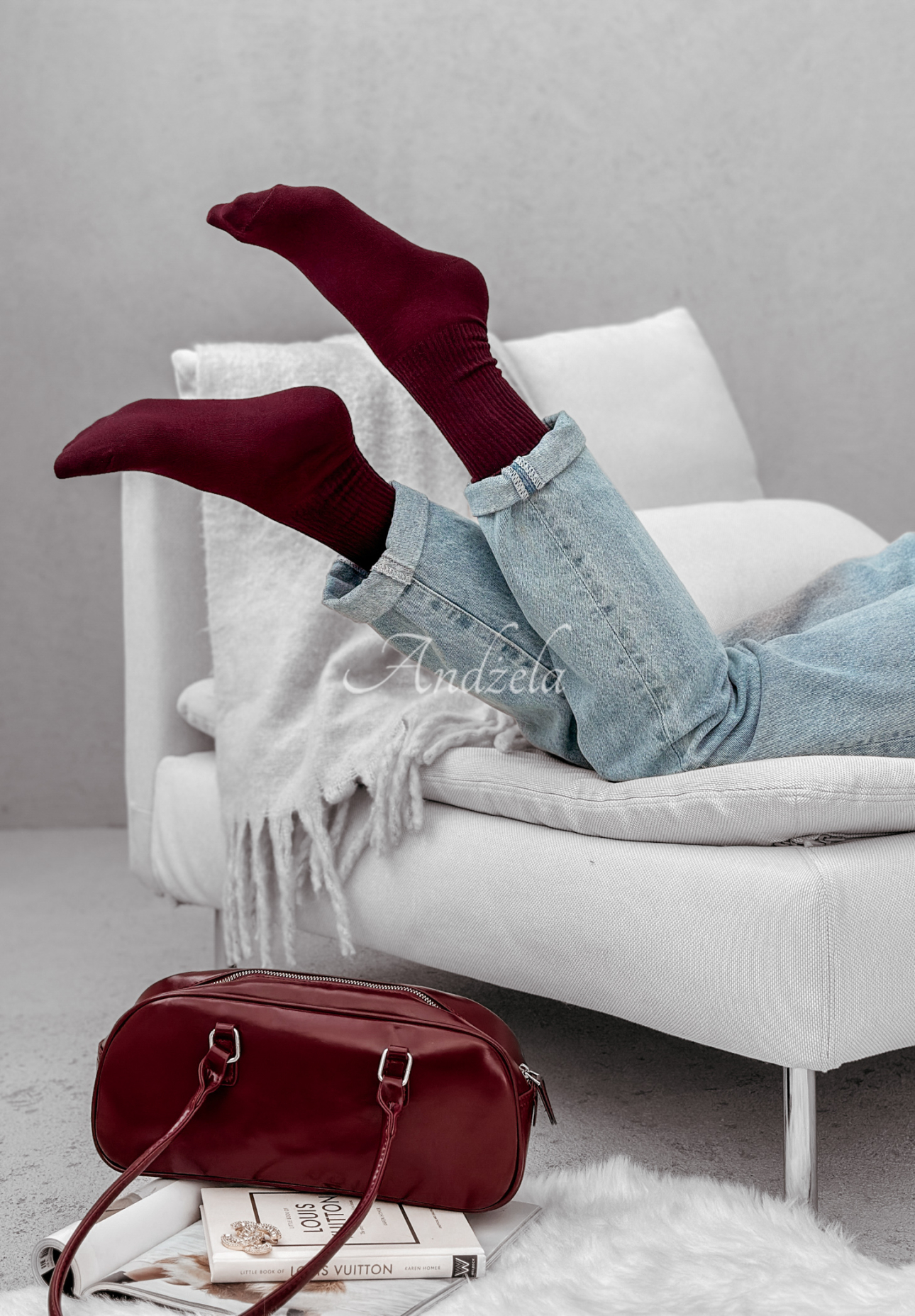 Ribbed Homey Hues burgundy socks