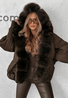 Down jacket with fur Winter Mood chocolate.