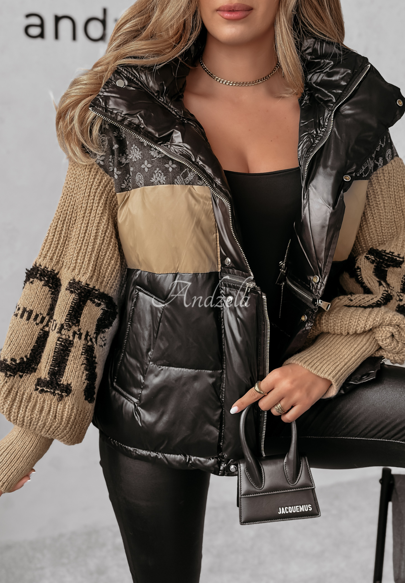 Cold Hands black-camel down jacket