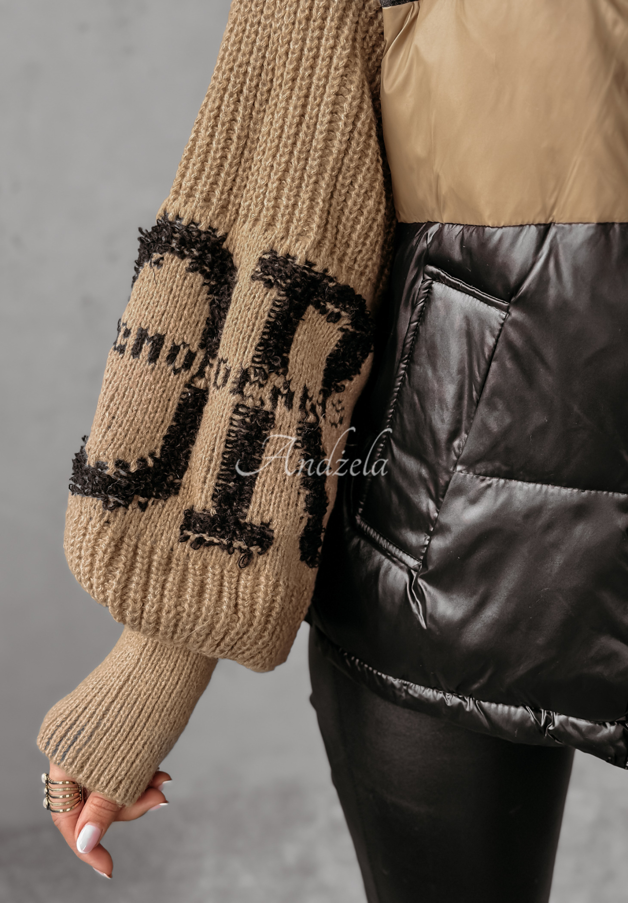 Cold Hands black-camel down jacket