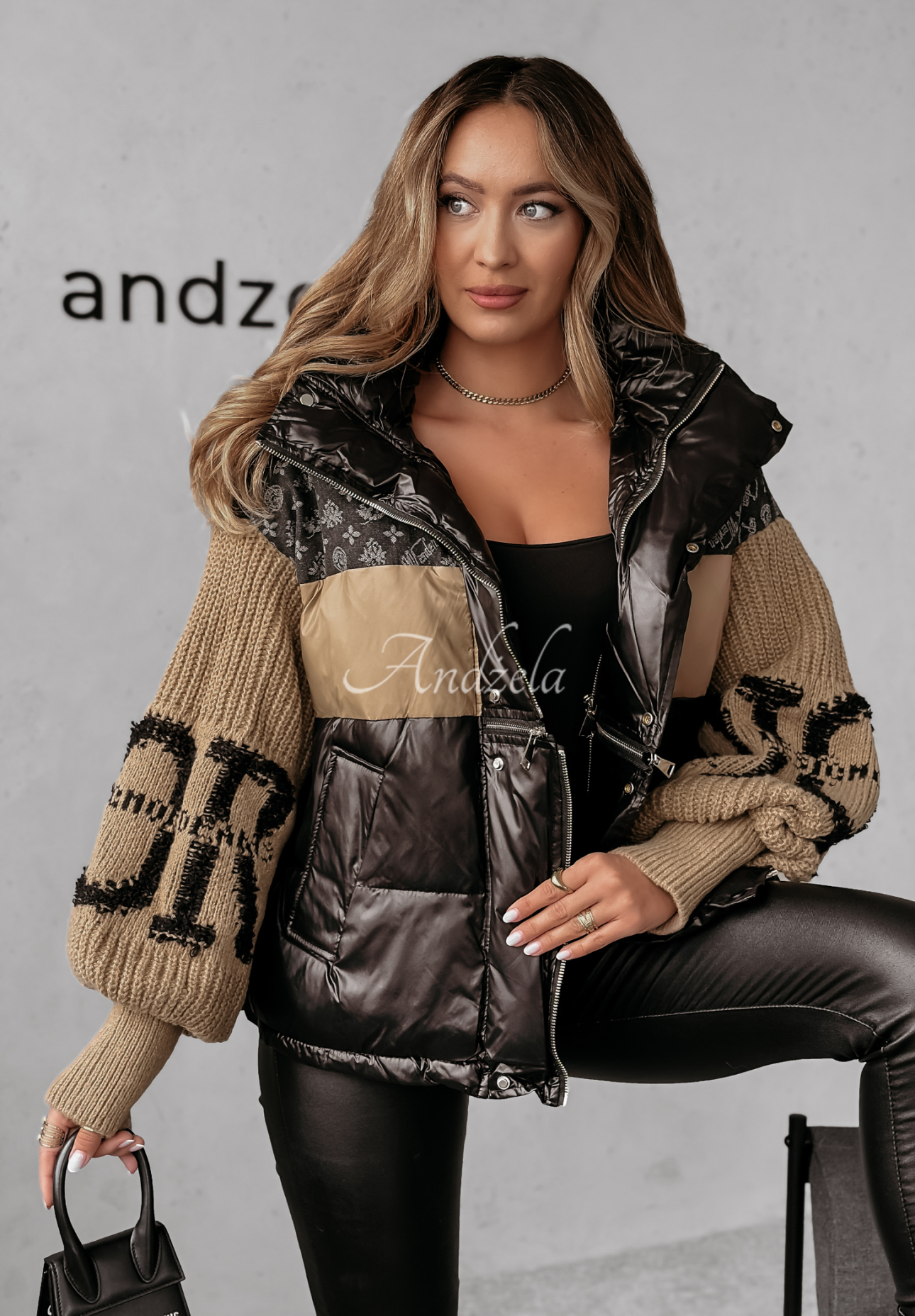 Cold Hands black-camel down jacket