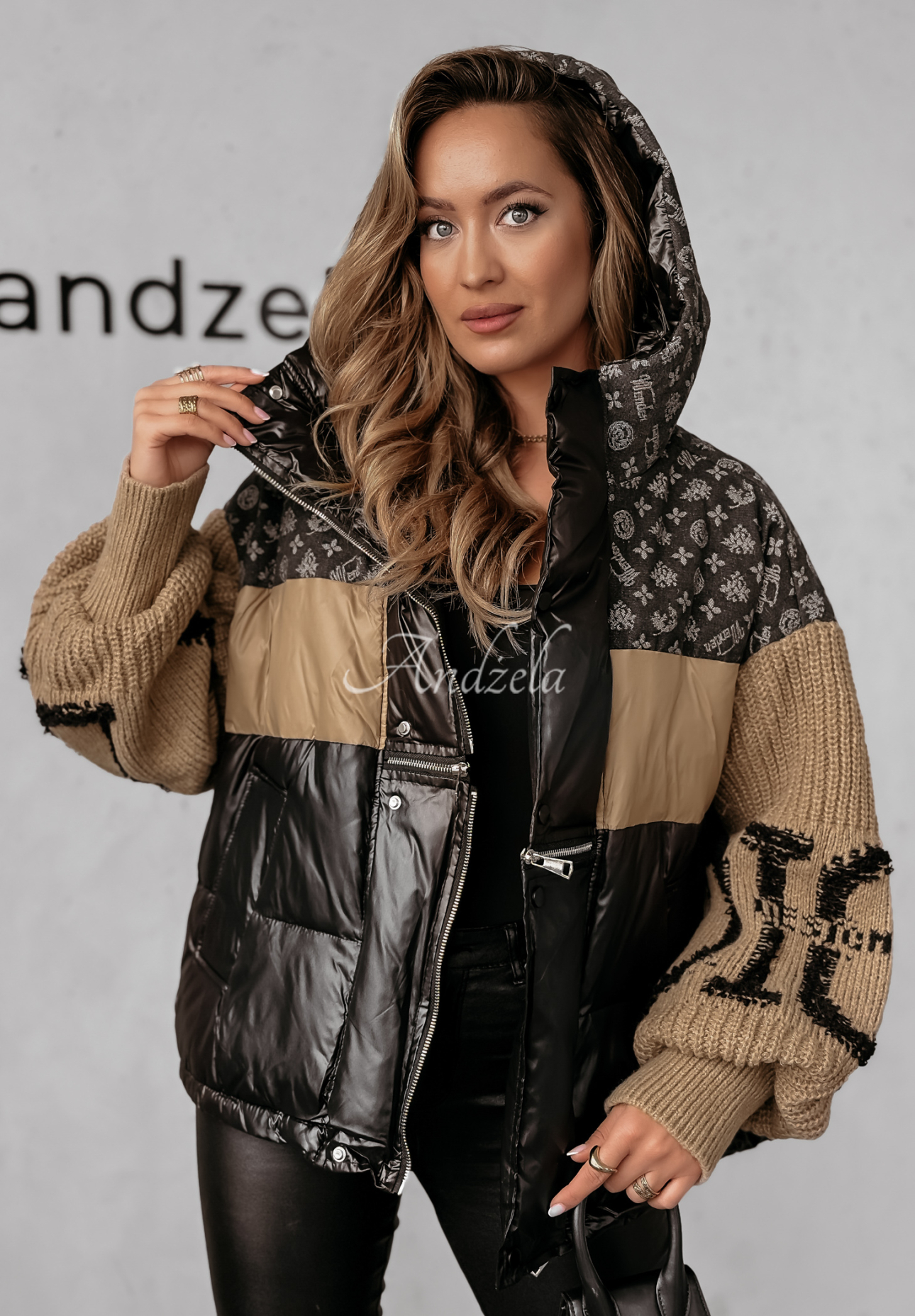 Cold Hands black-camel down jacket