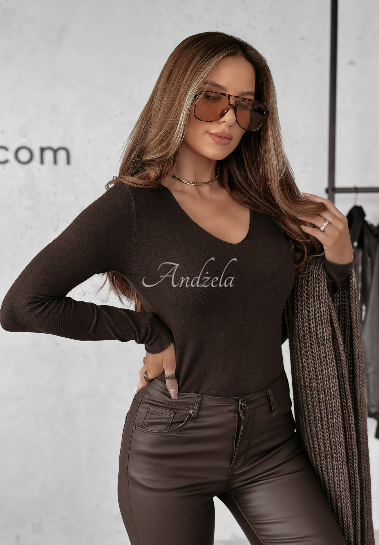 Selavi lightweight sweater chocolate