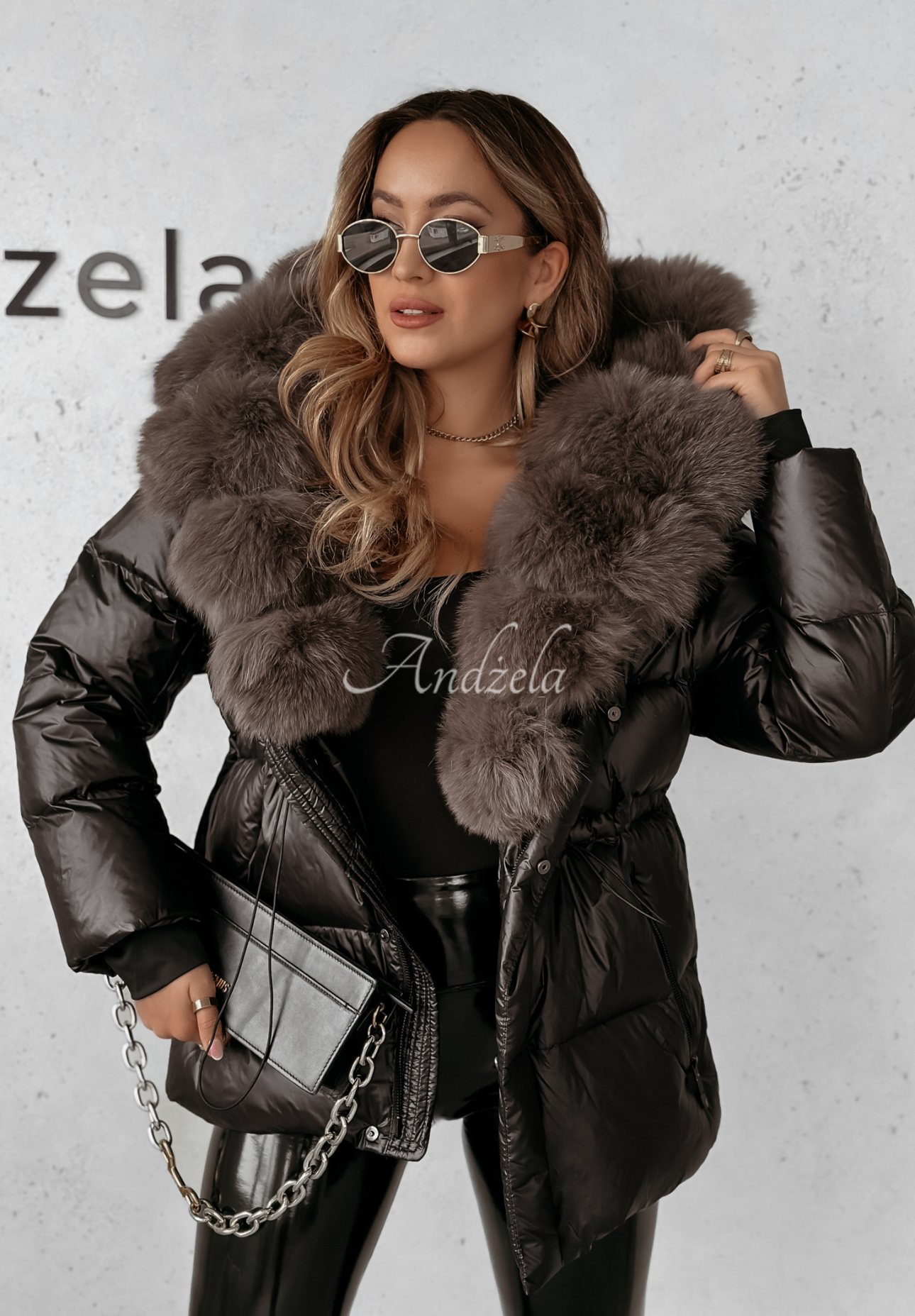Short down jacket with fur Ice Kingdom black