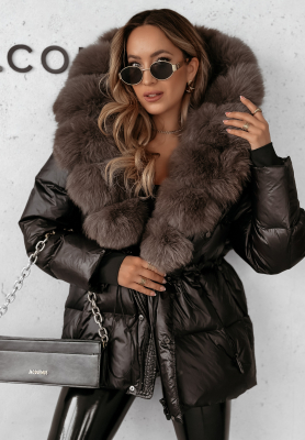 Short down jacket with fur Ice Kingdom black