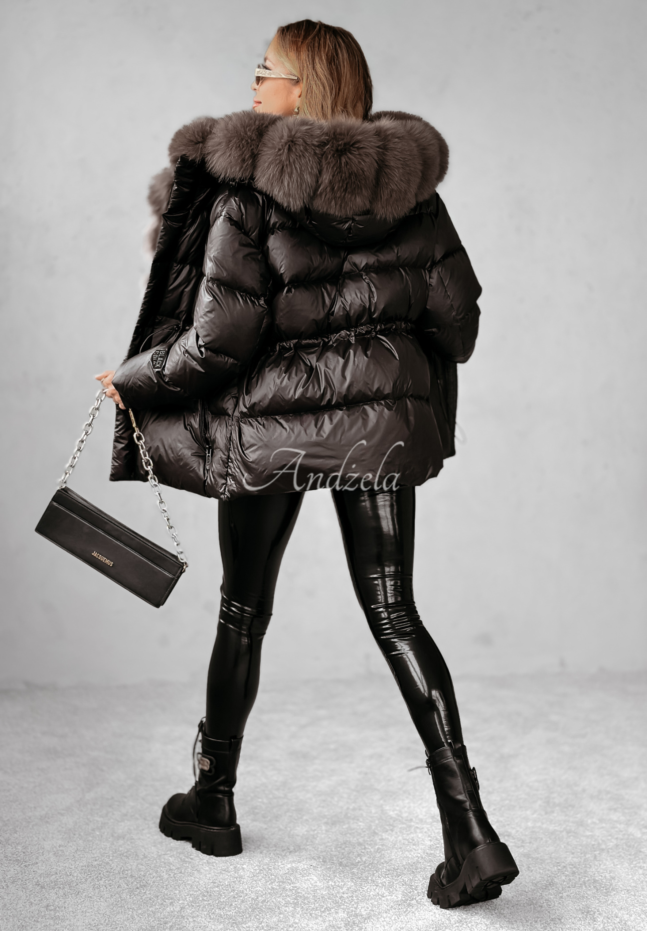 Short down jacket with fur Ice Kingdom black
