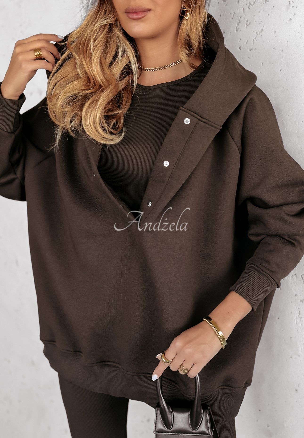 Set of 3in1 leggings, top and sweatshirt Super Fit chocolate