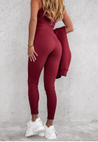 Komplet 3in1 legginsy, top i bluza Super Fit burgundowy