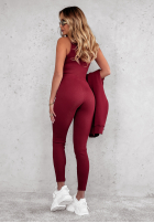 Komplet 3in1 legginsy, top i bluza Super Fit burgundowy