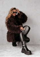 Płaszcz futerko Tree Villa czekoladowy