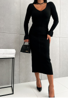 Ribbed neckline dress Blow Me Kisses black