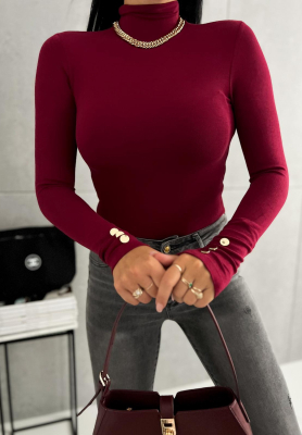 Blouse with half turtleneck and buttons Amarie burgundy