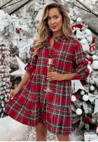 Sukienka mini w kratę Anissa czerwona