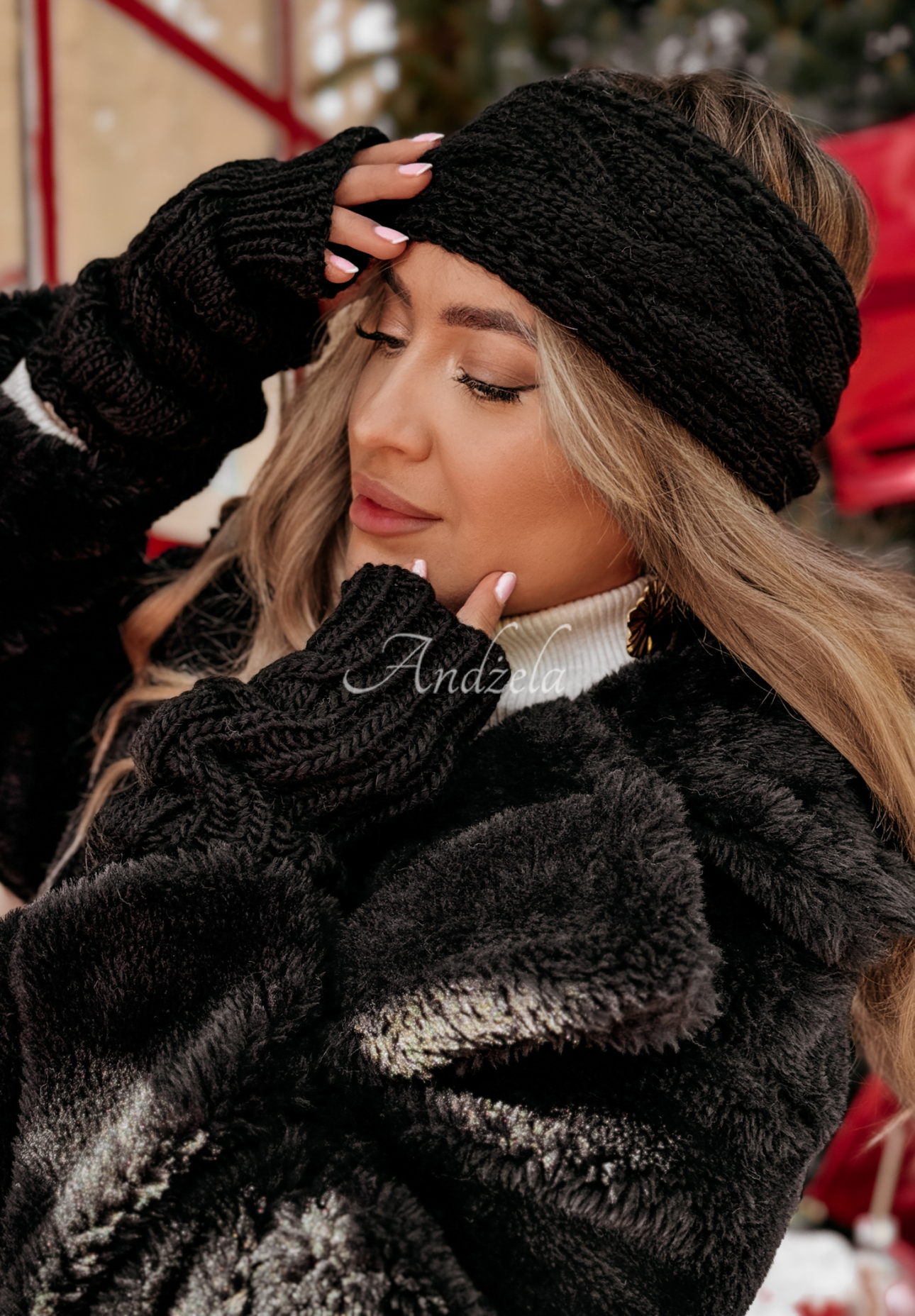 Braided gloves Winter Wishes black