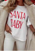 Świąteczny T-shirt z nadrukiem Santa Baby biały