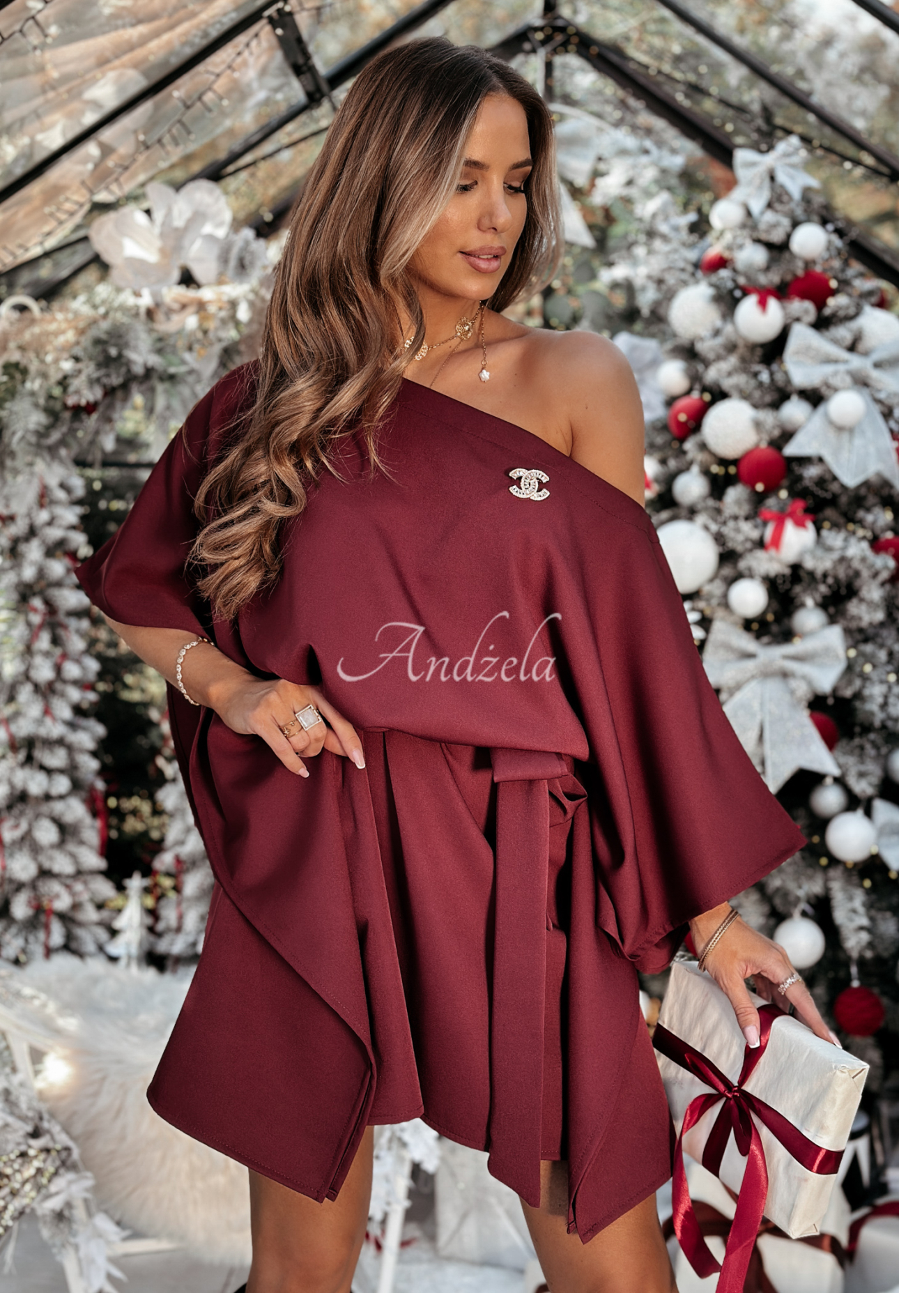 Sukienka kimono Femina burgundowa