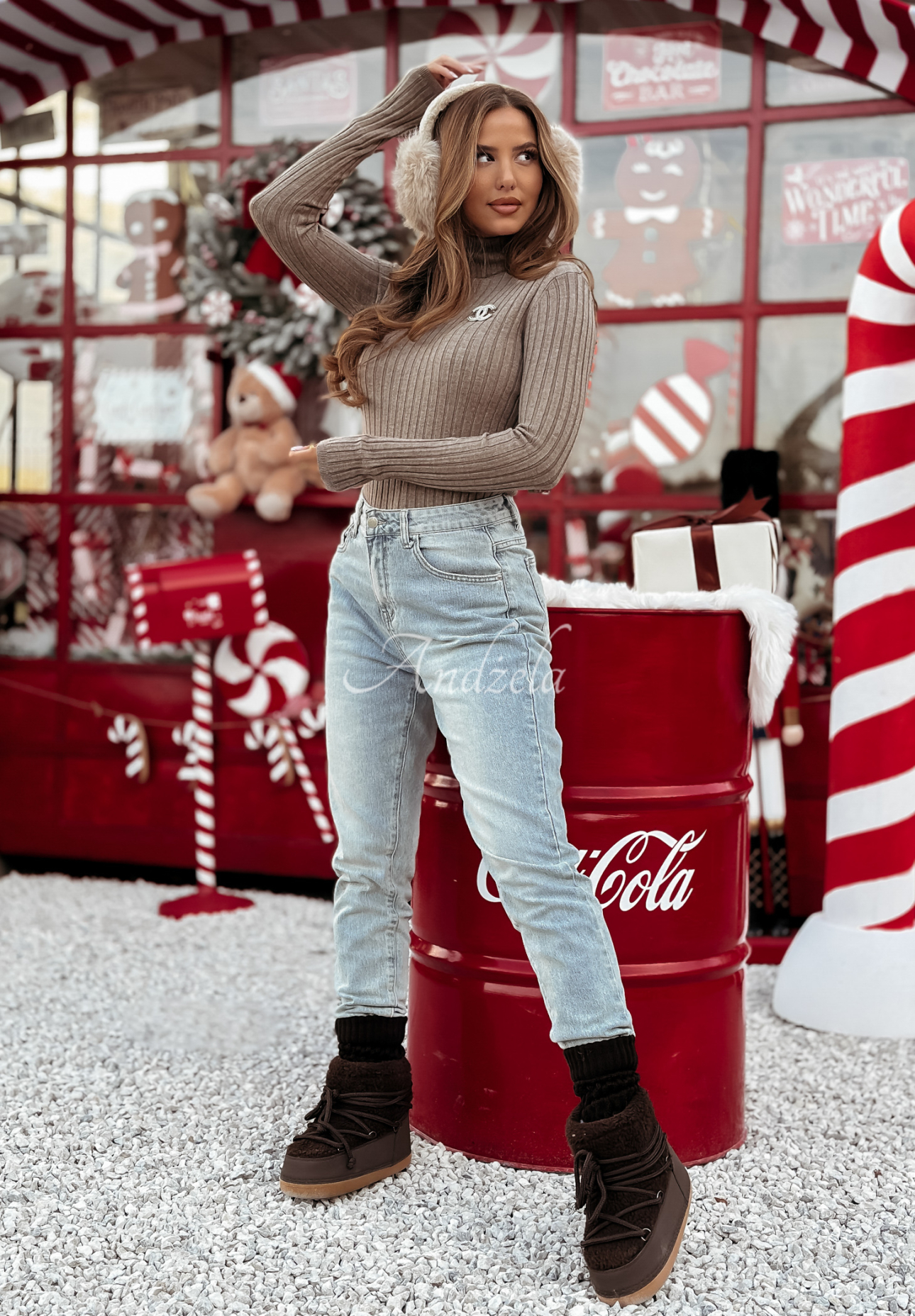 Lightweight ribbed turtleneck sweater Restful Pause mocha