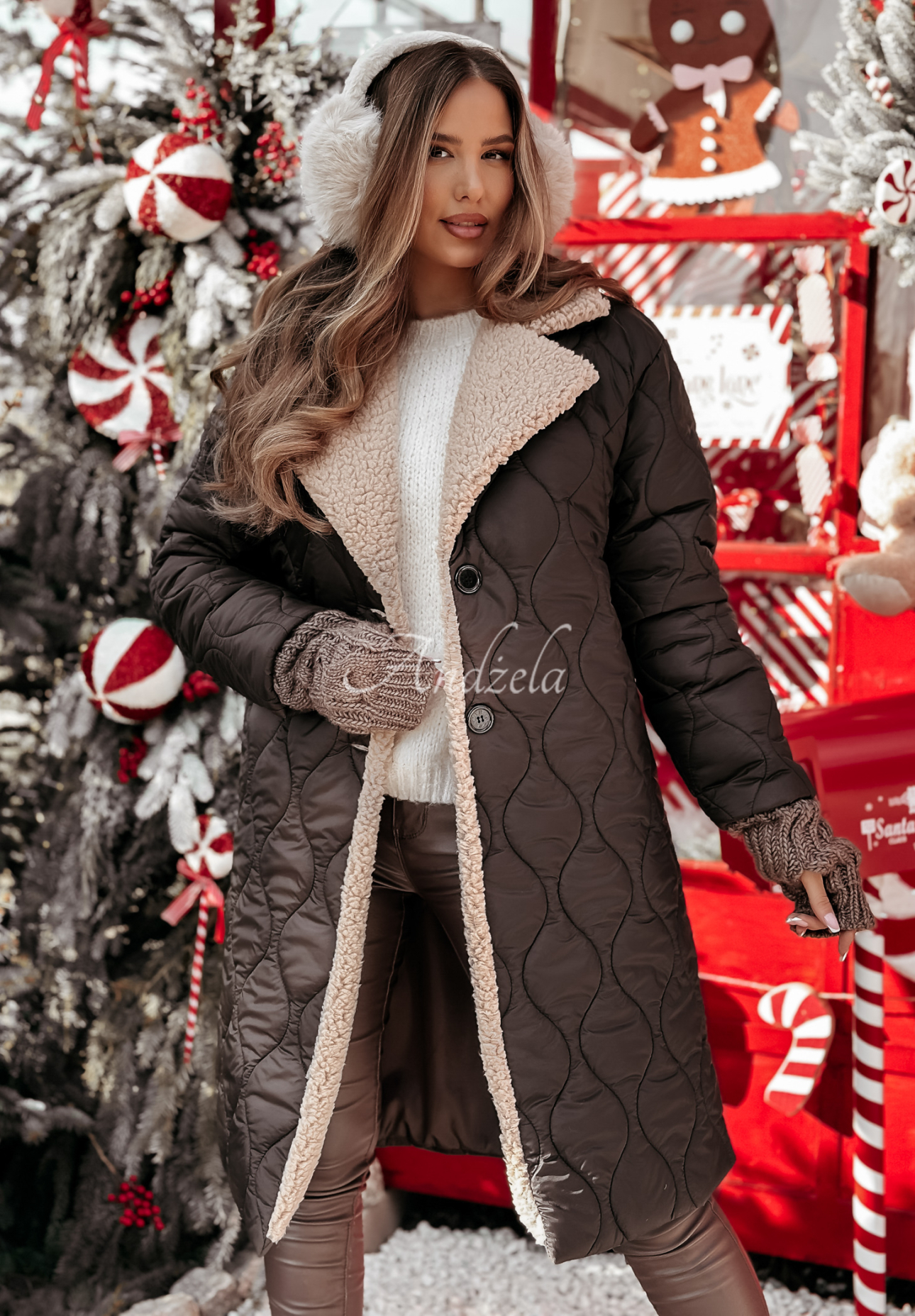 Warm Feelings chocolate quilted sheepskin jacket