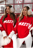 Świąteczny sweter z wiskozy Merry Time czerwony